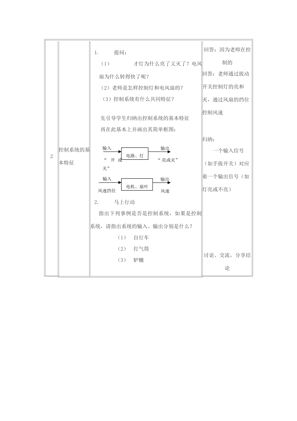 浙江省衢州市高二通用技术《4.2 控制系统的工作过程与方式 》第一课时教案_第3页