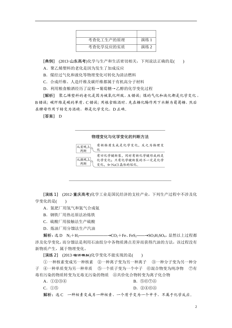 2014届高考化学二轮复习 专题一物质的组成、变化和分类专题讲义_第2页