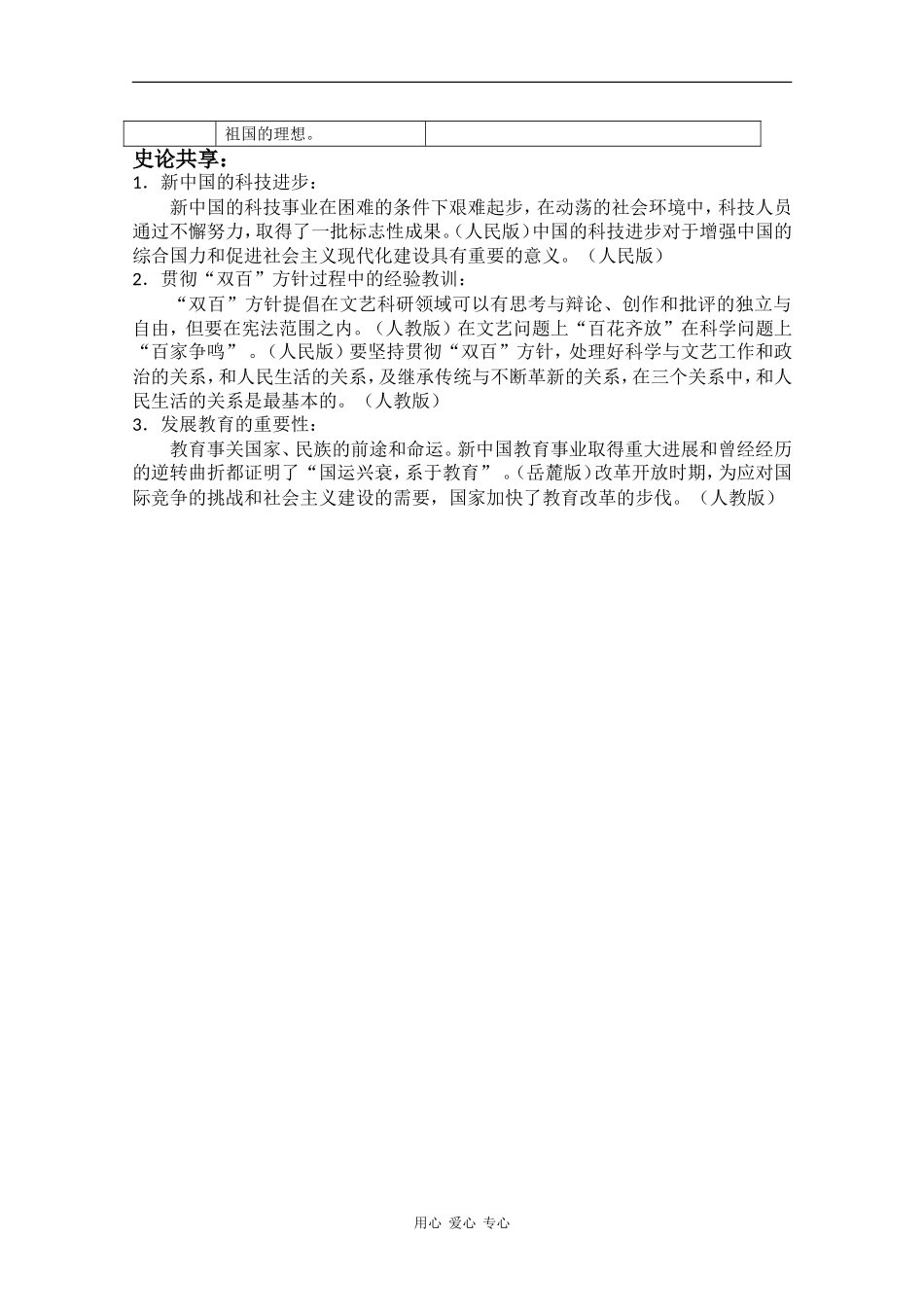 2010届高三历史一轮简约版教案： 现代中国的科学技术与文化_第2页