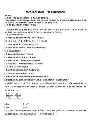 2022年安徽省铜陵市第一中学物理高一第一学期期末复习检测模拟试题含解析