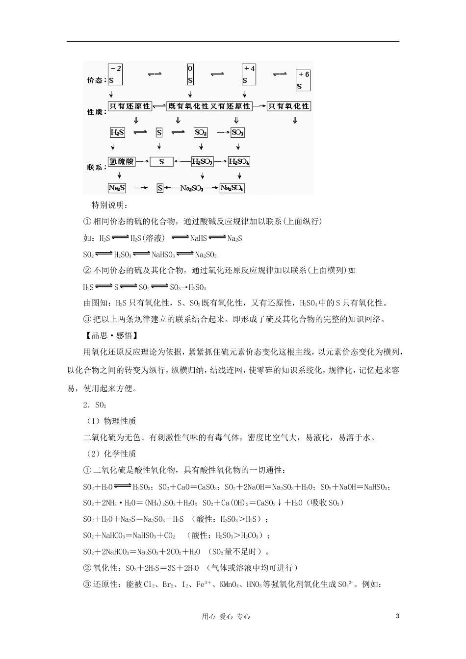 2012高考化学一轮复习 硫的转化教案 鲁科版必修1_第3页
