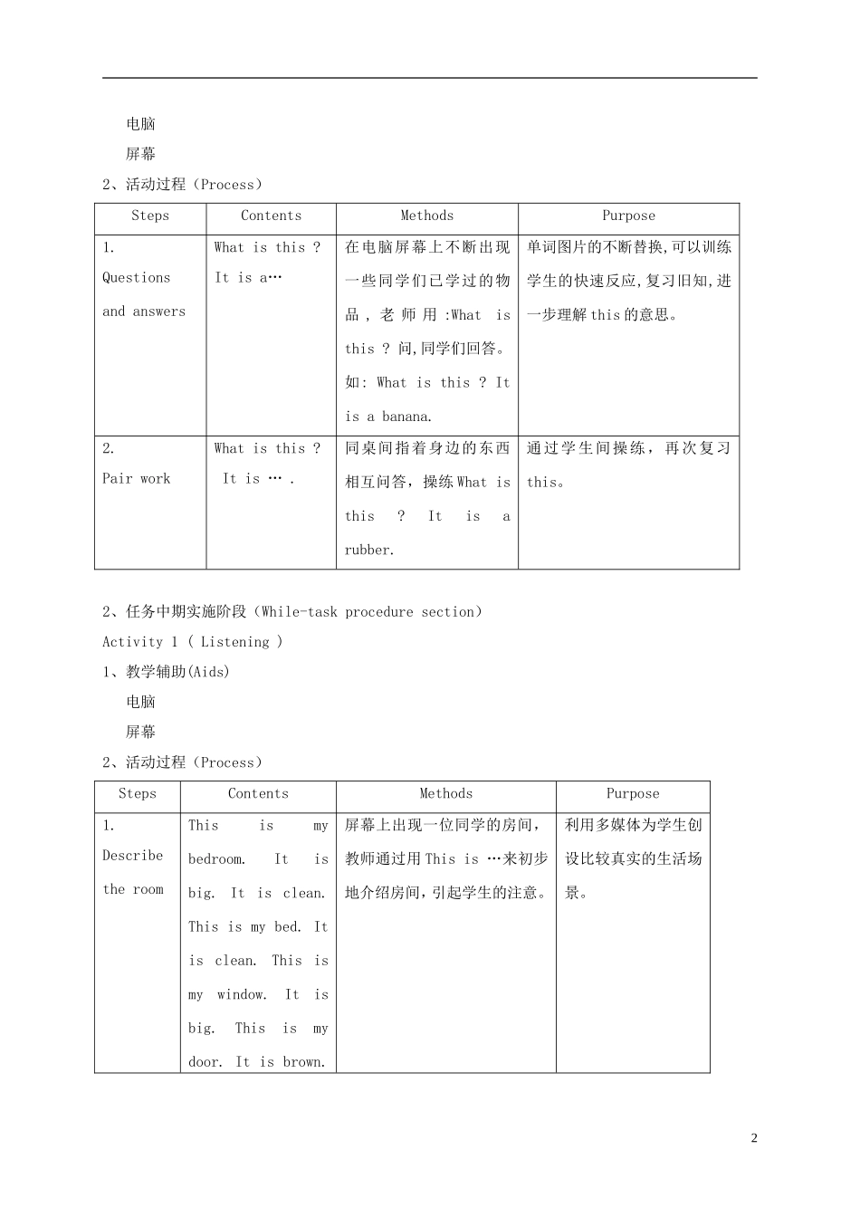 二年级英语下册 unit3 Lesson1教案 沪教牛津版_第2页