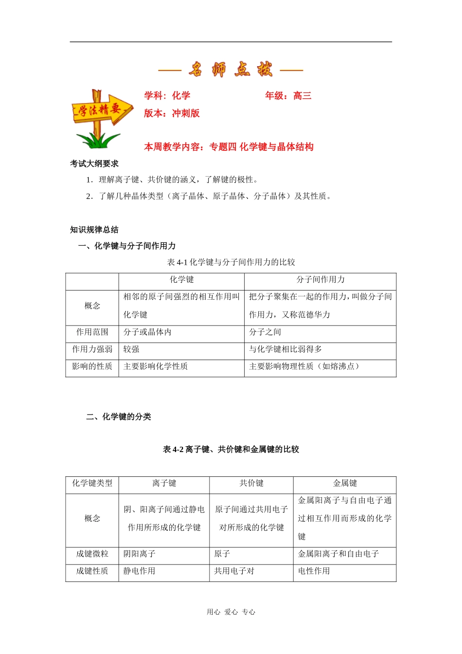 专题 原子结构化学键9_第1页