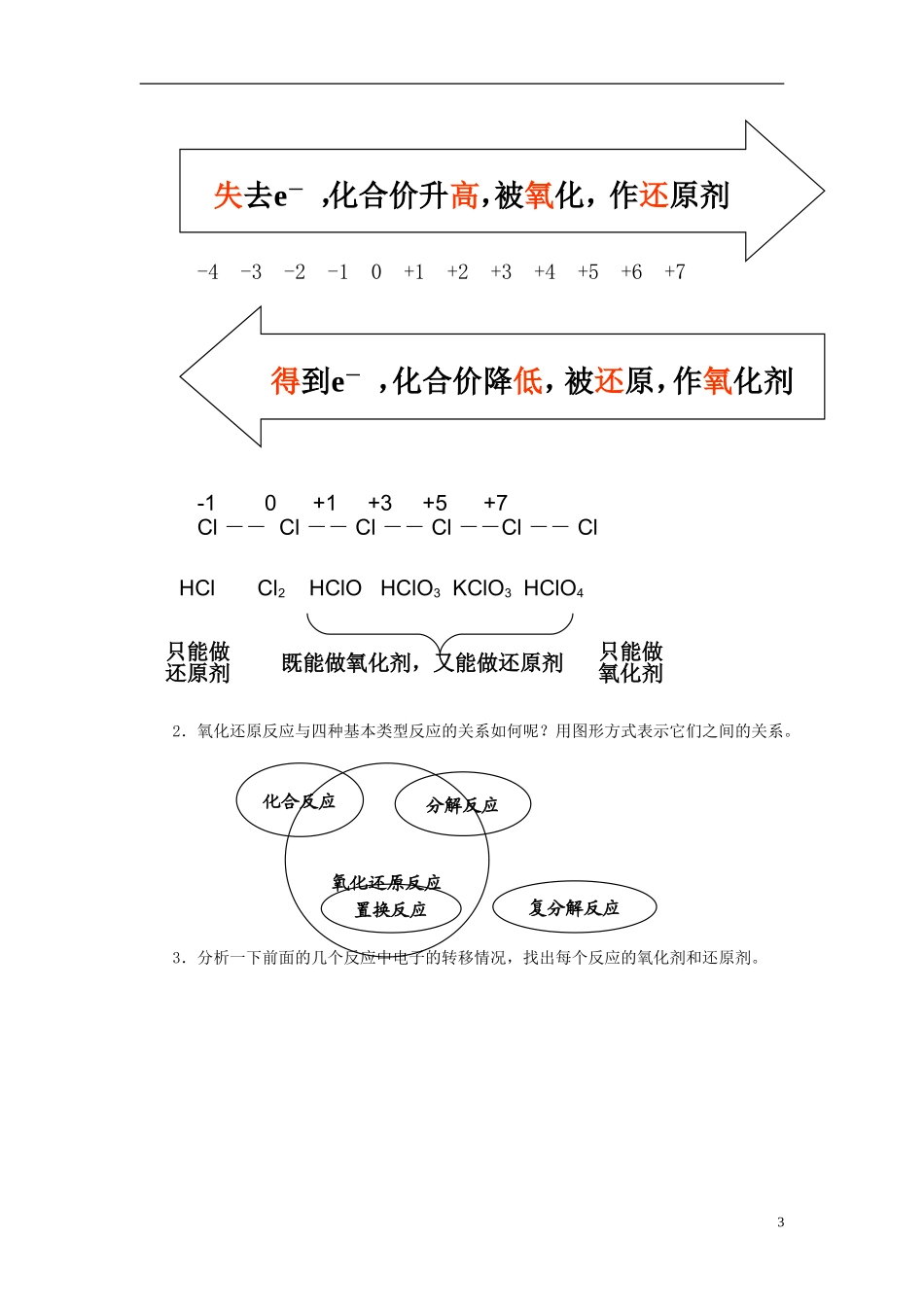 浙江省义乌市第三中学高中化学 第1单元 课时3氧化还原反应教学设计 新人教版必修1_第3页