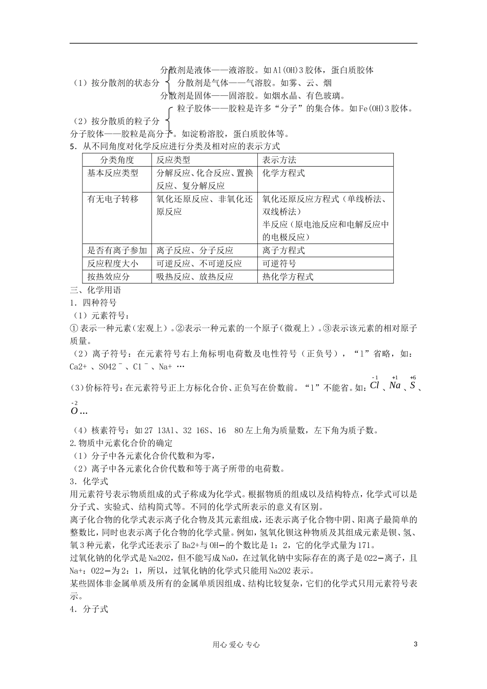 2013年高考化学主干核心知识一轮复习 专题一 物质的组成、性质和分类 化学用语教案 新人教版_第3页