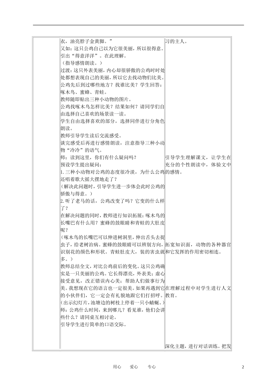二年级语文下册 美丽的公鸡教案 冀教版_第2页