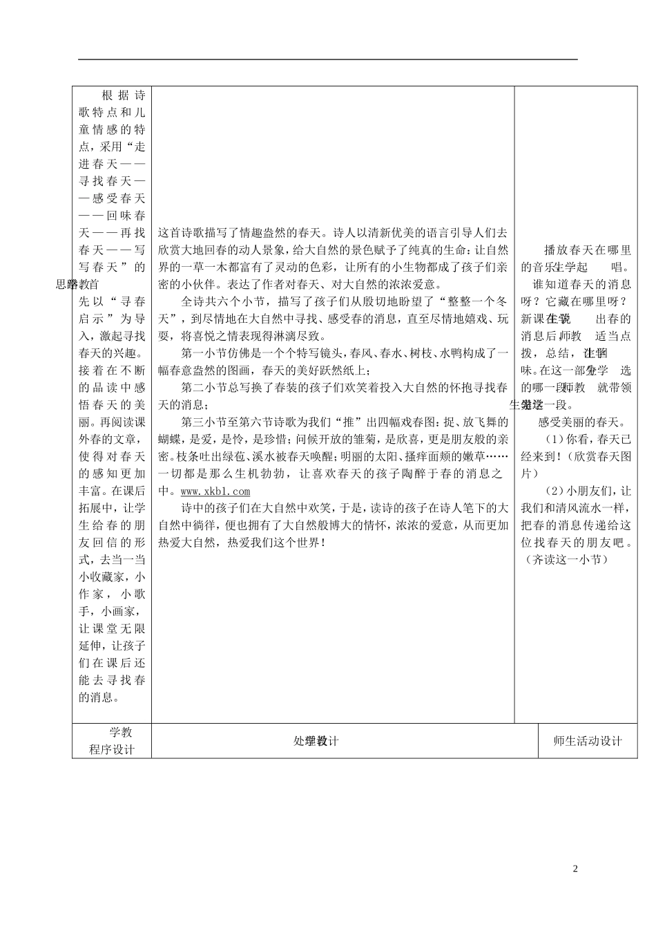 二年级语文下册 春的消息3教案 鲁教版_第2页