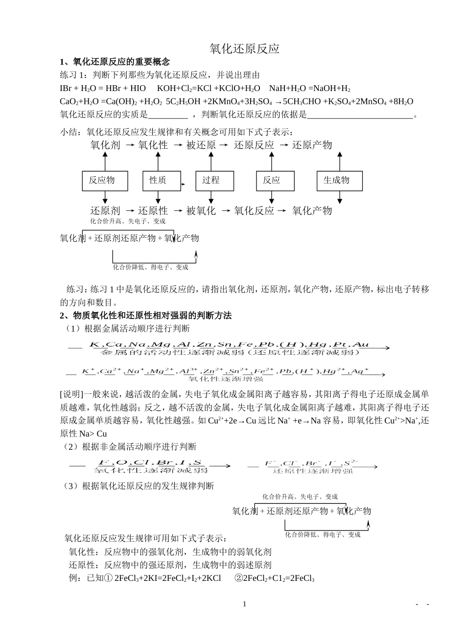 1氧化还原反应的概念与规律_第1页