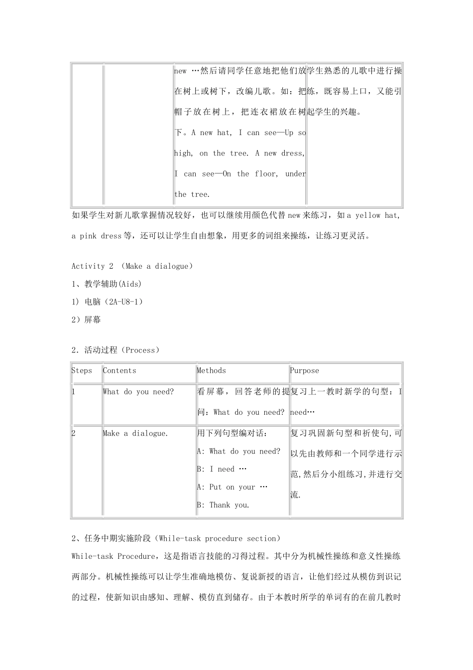 二年级英语上册 Unit 8 Clothes教案 沪教牛津版-沪教牛津版小学二年级上册英语教案_第2页