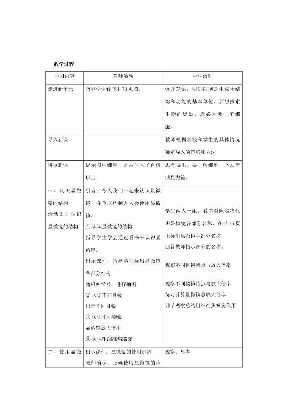 六年级科学上册 第3章 细胞与生殖 3.1 生物的基本单位 显微镜教案设计 牛津上海版-牛津上海版小学六年级上册自然科学教案_第2页