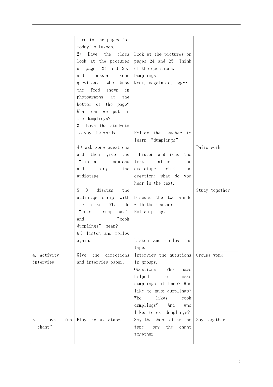 二年级英语下册 Unit 2 Lesson 12 I cook教案 冀教版（一起）_第2页