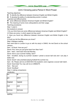 高中英语Unit 2 Growing pains-Period 4 Word Power