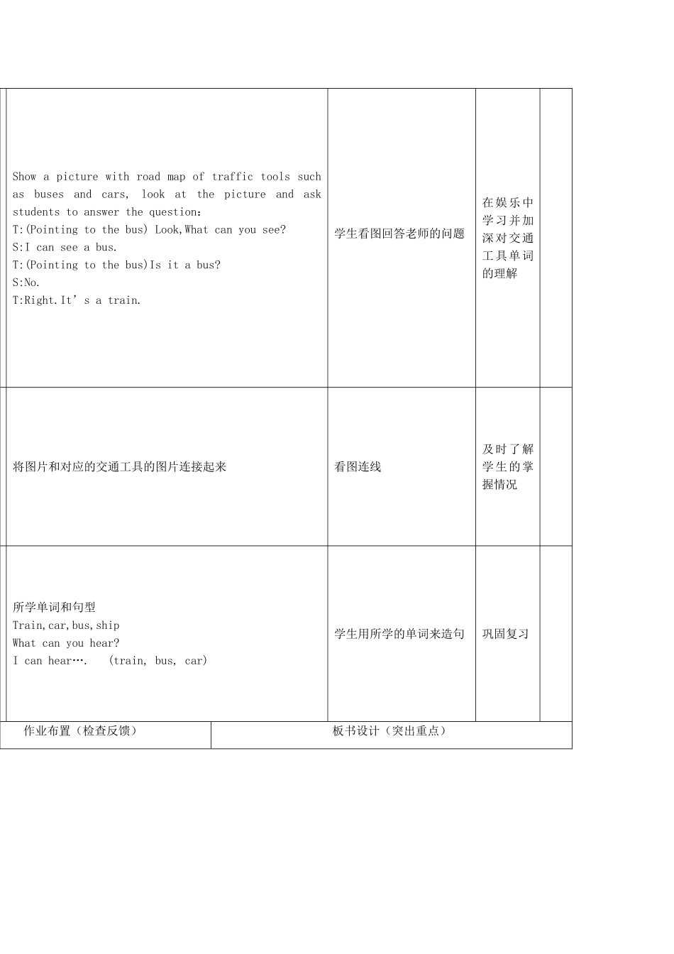 二年级英语下册 Module 1 Using my five senses Unit 3《Can you hear a train》教案2（新版）沪教牛津版-沪教牛津版小学二年级下册英语教案_第3页