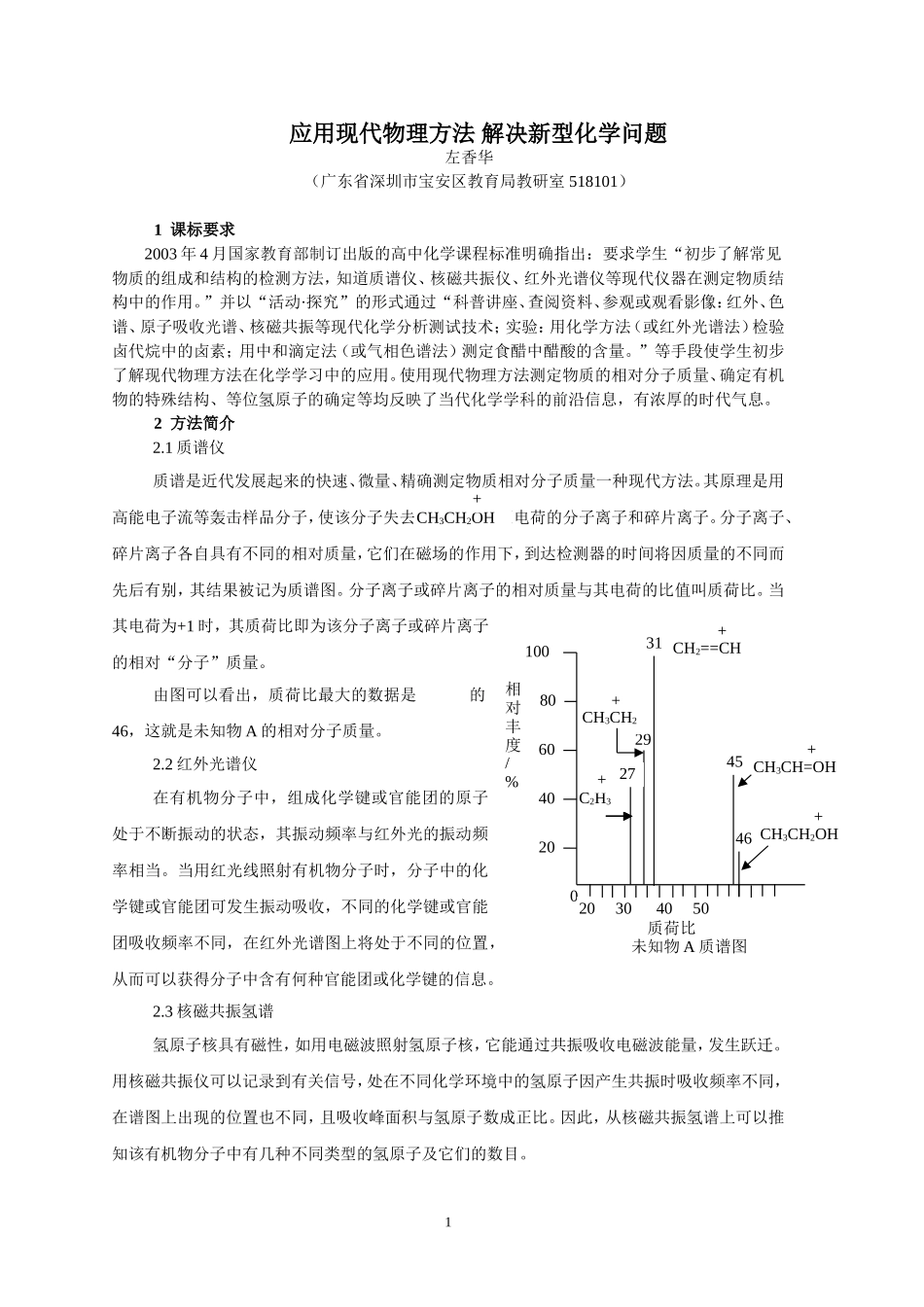 应用现代物理方法 解决新型化学问题（修改稿）_第1页