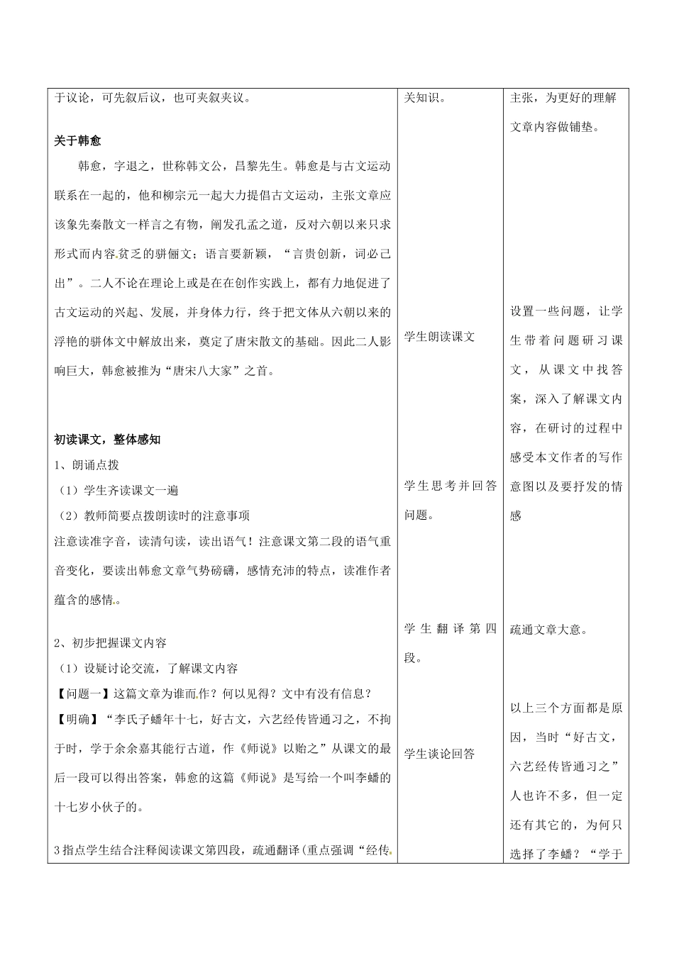 云南省景洪市第四中学高考语文一轮复习 师说教案_第3页