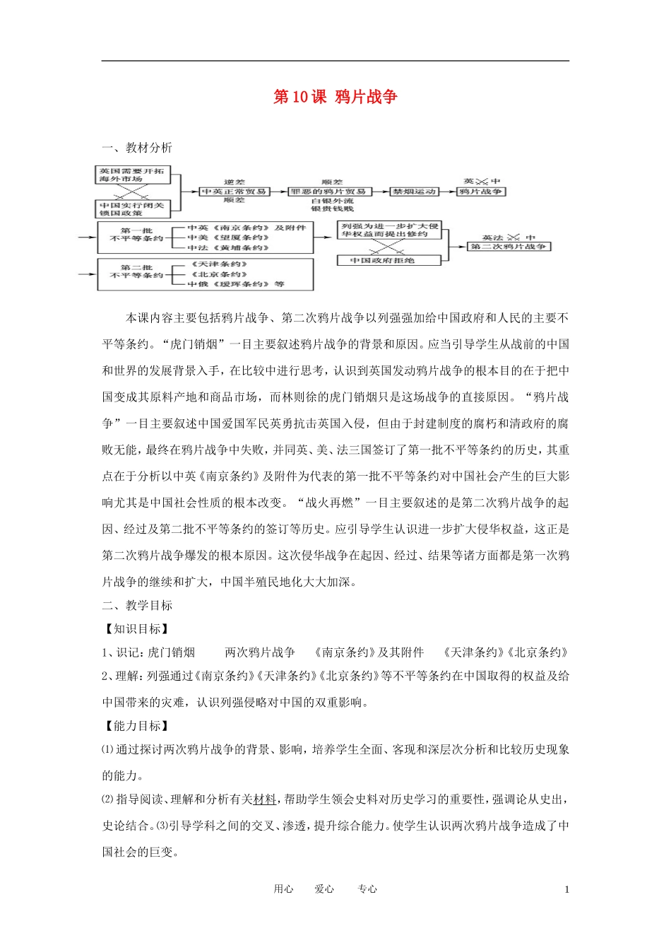 2012高中历史 第10课 鸦片战争精品教案 新人教版必修1_第1页