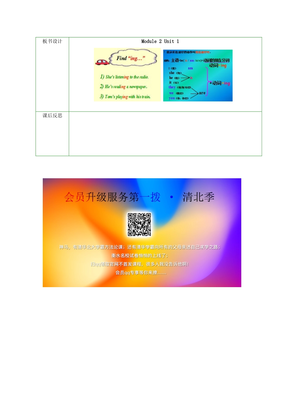 二年级英语下册 Module 2 Unit 1She’s listening to the radio教案2 外研版（一起）-外研版小学二年级下册英语教案_第3页