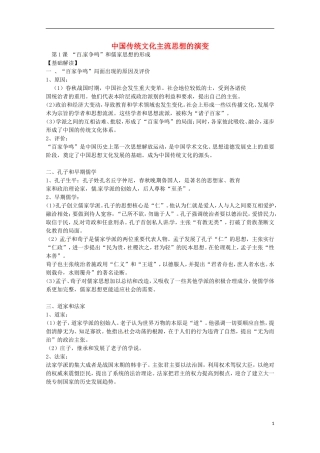 2014届高考历史 专题一 中国传统文化主流思想的演变同步教学案 新人教版必修3