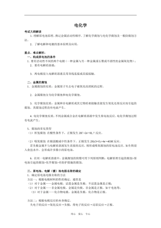 2009届高三化学二轮复习教案：电化学