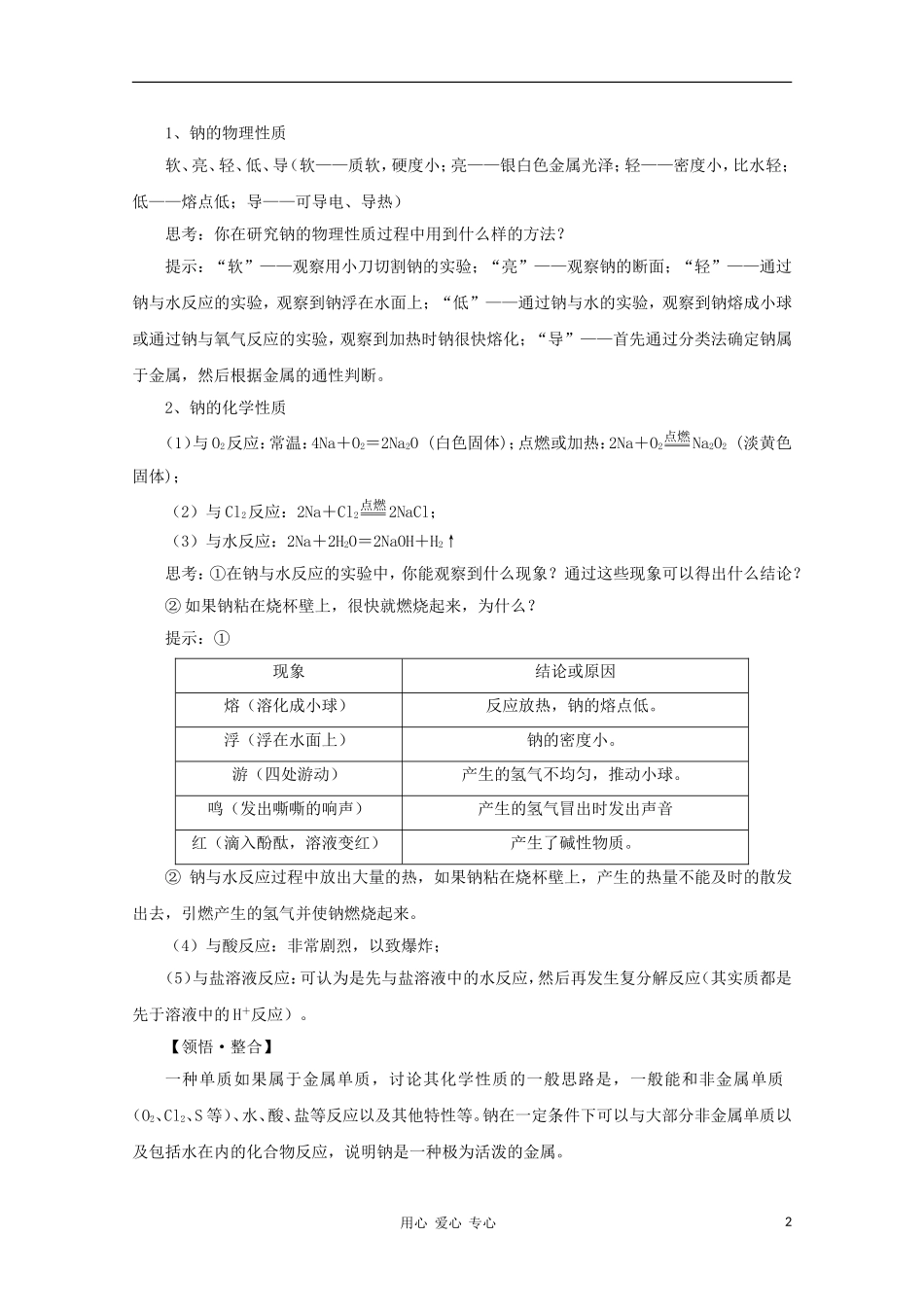 2012高考化学一轮复习 研究物质性质的方法和程序教案 鲁科版必修1_第2页