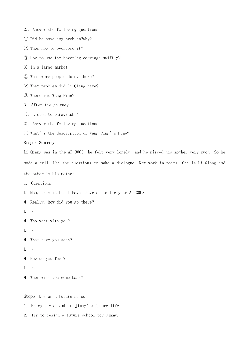 浙江省衢州市高中英语 Unit 3 Life in the Future课时2教案 新人教版必修5_第3页