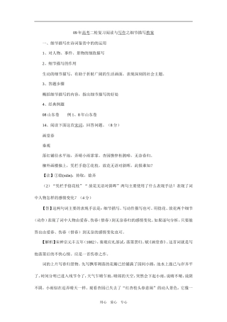 09年高考二轮复习阅读与写作细节描写之教案1