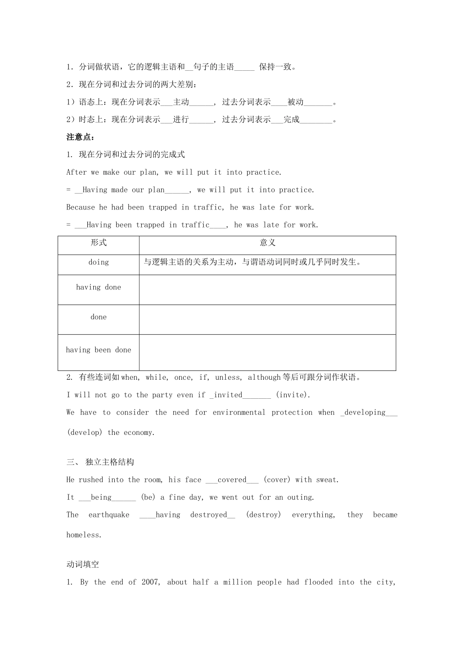 2011江苏省怀仁中学高二英语 M6U2 非谓语作状语教案 牛津译林版_第3页