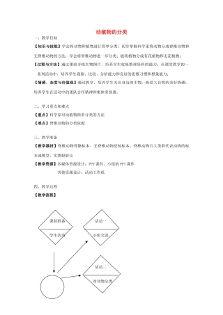 六年级科学上册 第2章 生物的世界 2.3 分类 动植物的分类教案设计 牛津上海版-牛津上海版小学六年级上册自然科学教案
