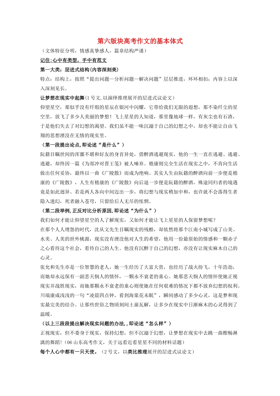 2011高考语文冲刺复习资料写作之高考作文的基本模式 层进式结构_第1页