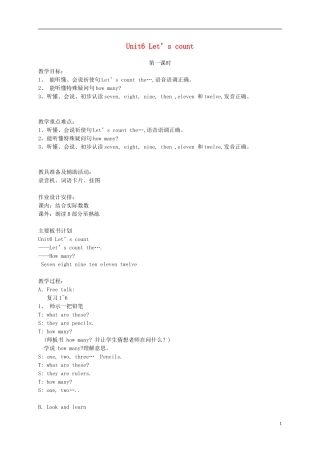 二年级英语下册 2B unit6 Let us count (1)教案 苏教牛津版