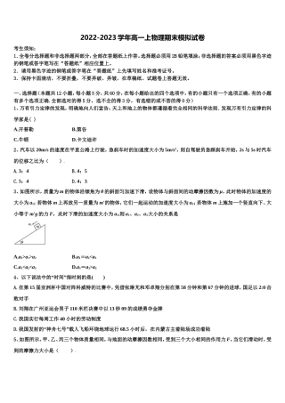 2022年安徽省芜湖县一中物理高一第一学期期末达标检测试题含解析