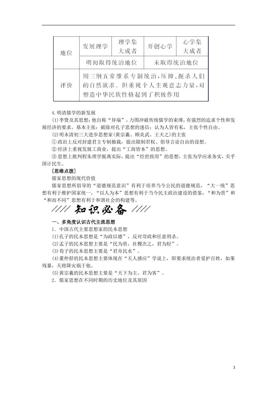 2013年高考历史二轮专题复习讲义 第03讲 古代中国的主流思想、科技与文学艺术_第3页