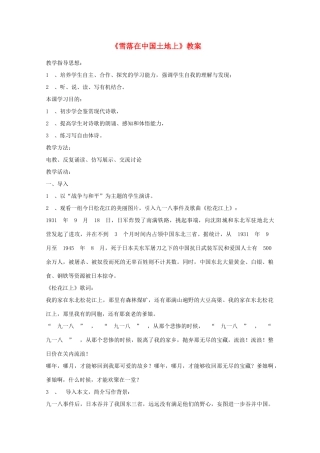 2011年高中语文 4.11《雪落在中国的土地上》教案 华东师大版
