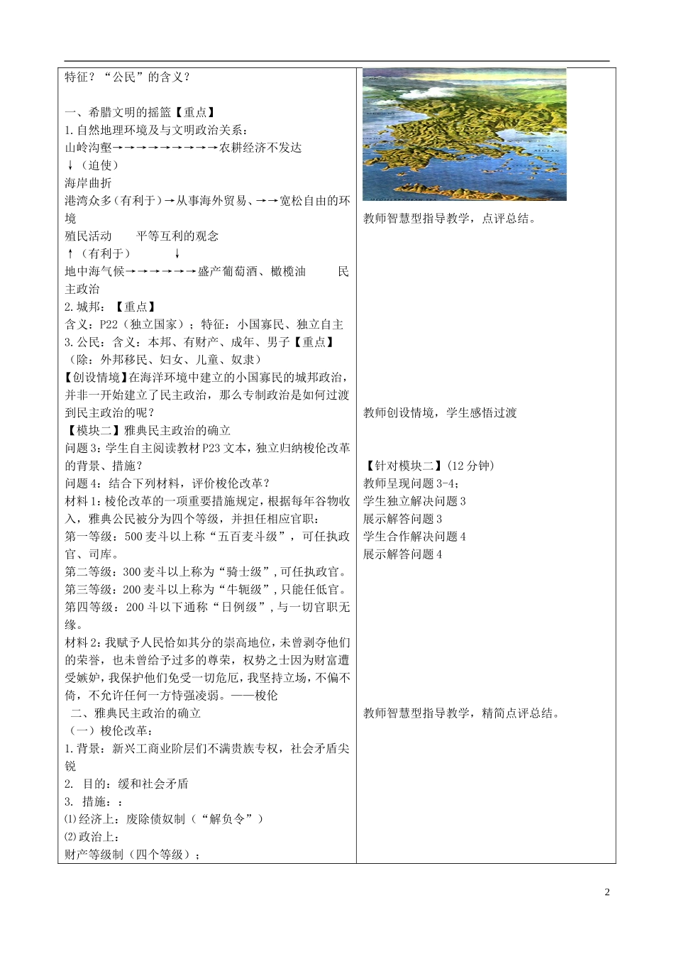 重庆市开县中学2014年高中历史 25 古代希腊民主政治教案 新人教版必修1_第2页