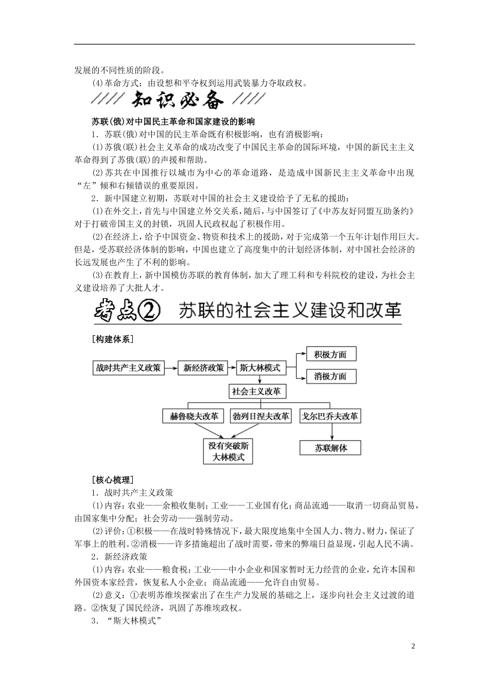 2013年高考历史二轮专题复习讲义 第14讲 社会主义由理想到现实和苏联的社会主义建设_第2页