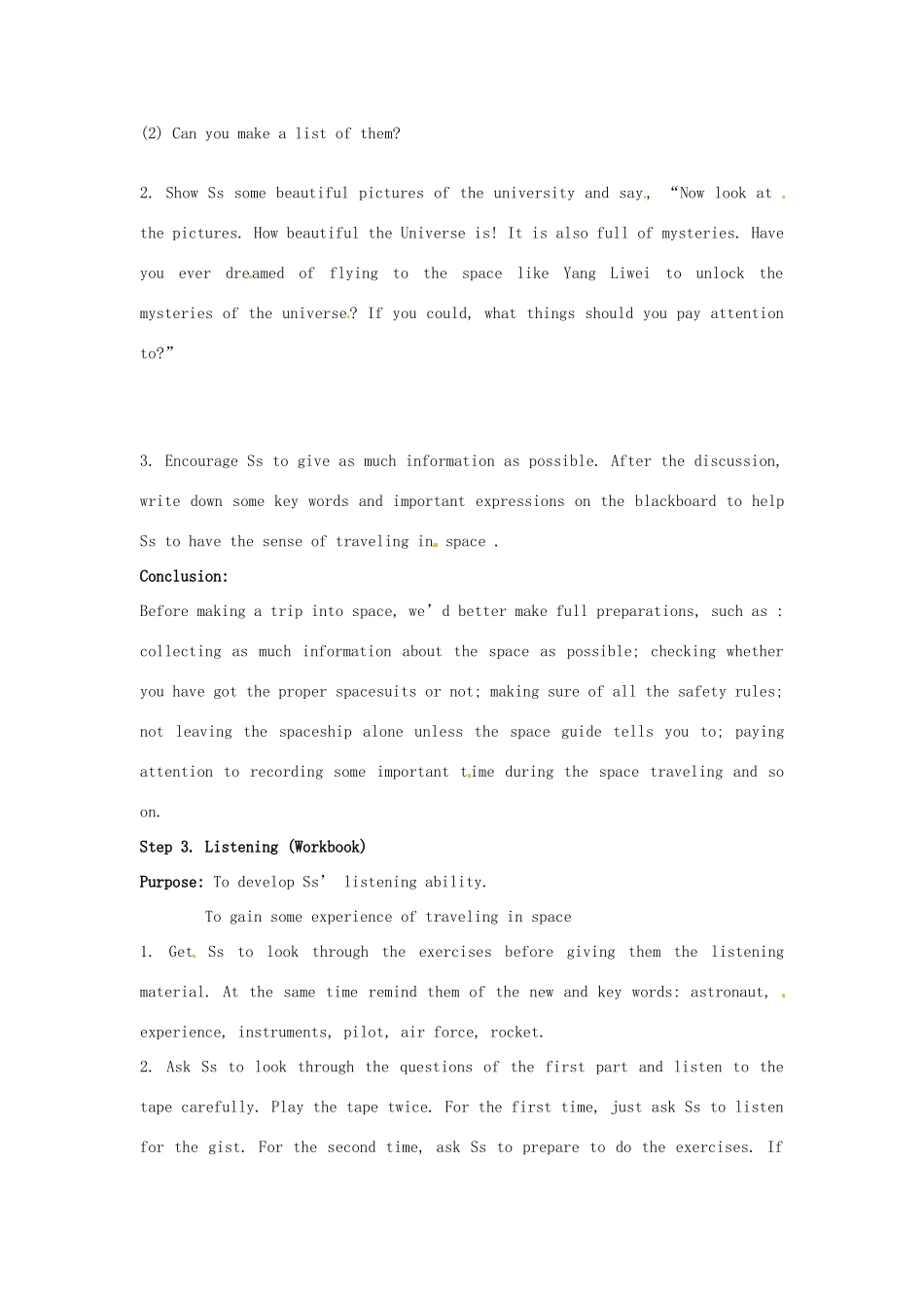 浙江省温州市永嘉中学教育集团楠江校区高二英语 Unit 4 Astronomy the science of the stars warming up教案_第2页