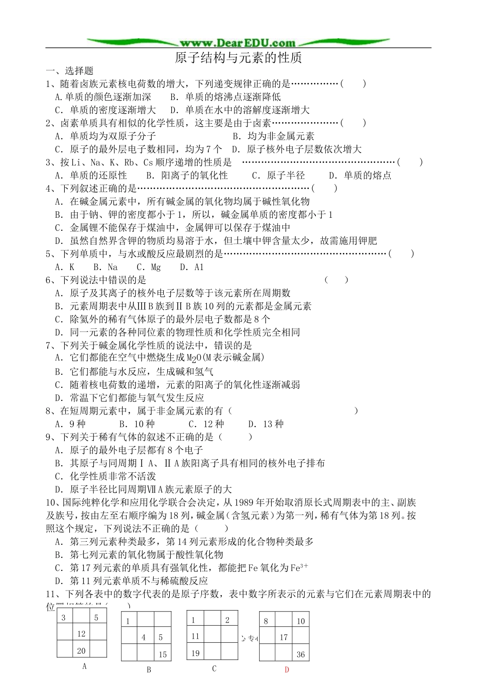 新人教版高中化学选修3原子结构与元素的性质1_第1页