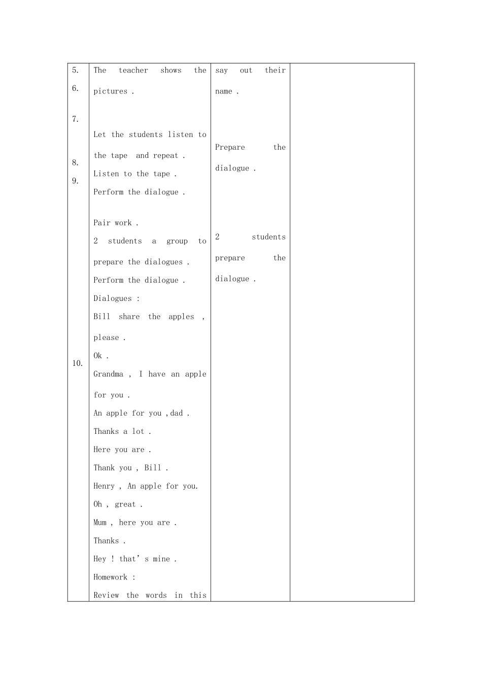 二年级英语上册 unit1 Lesson6-Lesson7教案 人教新起点_第2页