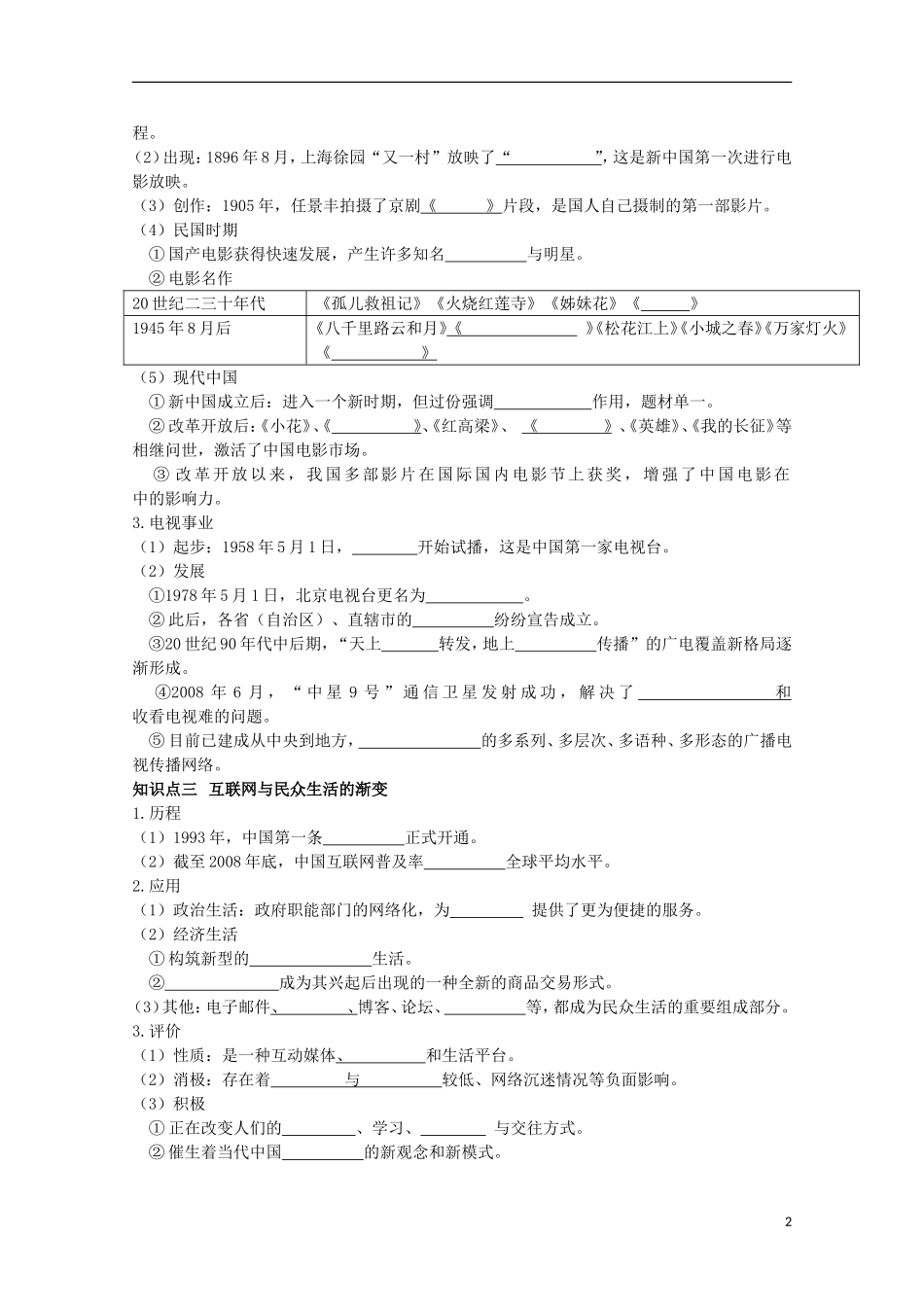 重庆市江津五中高中历史《4.3 大众传播媒介的更新》教案 人民版必修2_第2页