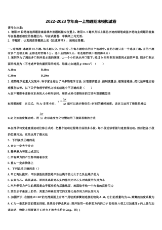 2022年安徽省宿州市高一物理第一学期期末达标检测试题含解析