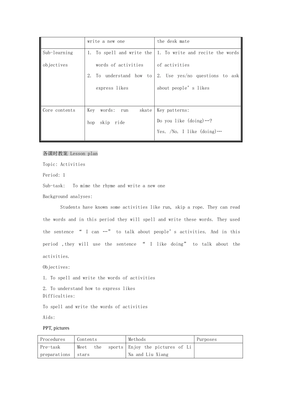 二年级英语下册 Module 2 My favourite things Unit 4《Things I like doing》教案（新版）沪教牛津版-沪教牛津版小学二年级下册英语教案_第3页