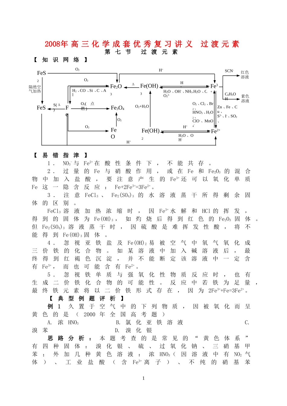 2008年高三化学成套优秀复习讲义 过渡元素_第1页