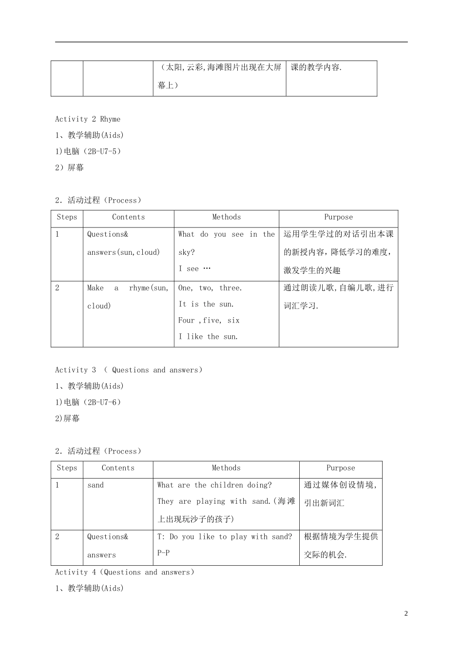 二年级英语下册 unit7 Lesson2教案 沪教牛津版_第2页