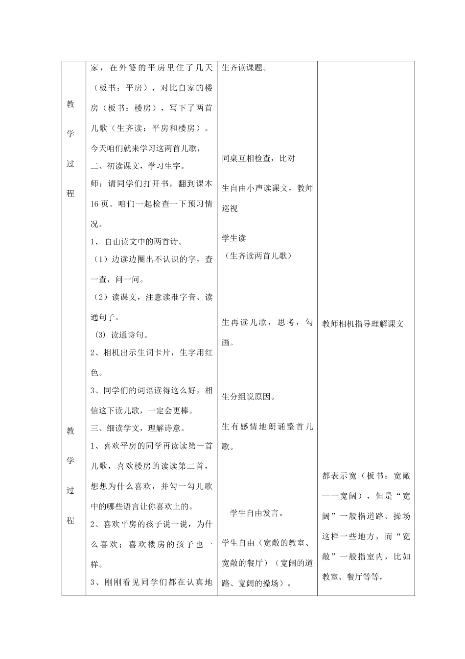 二年级语文上册 平房和楼房教案 北师大版-北师大版小学二年级上册语文教案_第2页