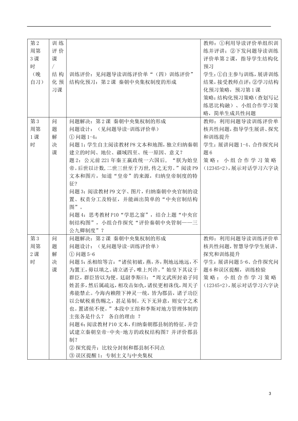 重庆市开县中学2014年高中历史 第1单元 古代中国的政治制度课程纲要教案 新人教版必修1_第3页