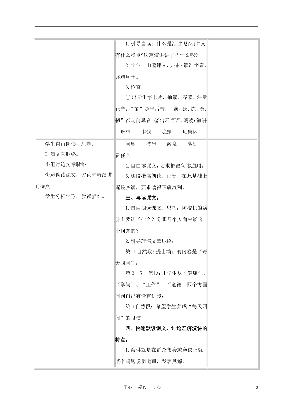 五年级语文上册 陶校长的演讲 1教案 苏教版_第2页