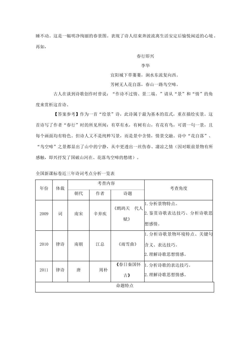 2012高考语文二轮复习 专题3 古诗词鉴赏专项突破教案_第2页
