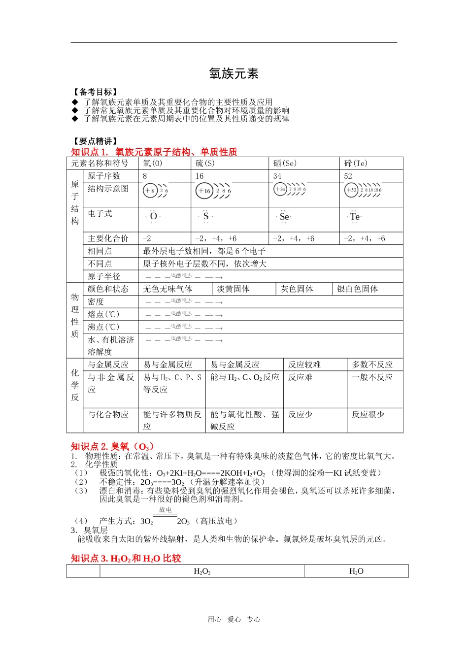 2009届高三一轮复习教案——元素及其化合物： 氧族元素_第1页