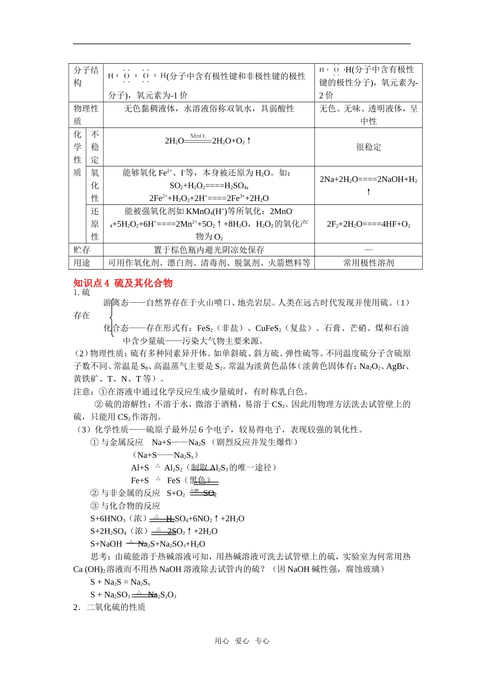 2009届高三一轮复习教案——元素及其化合物： 氧族元素_第2页
