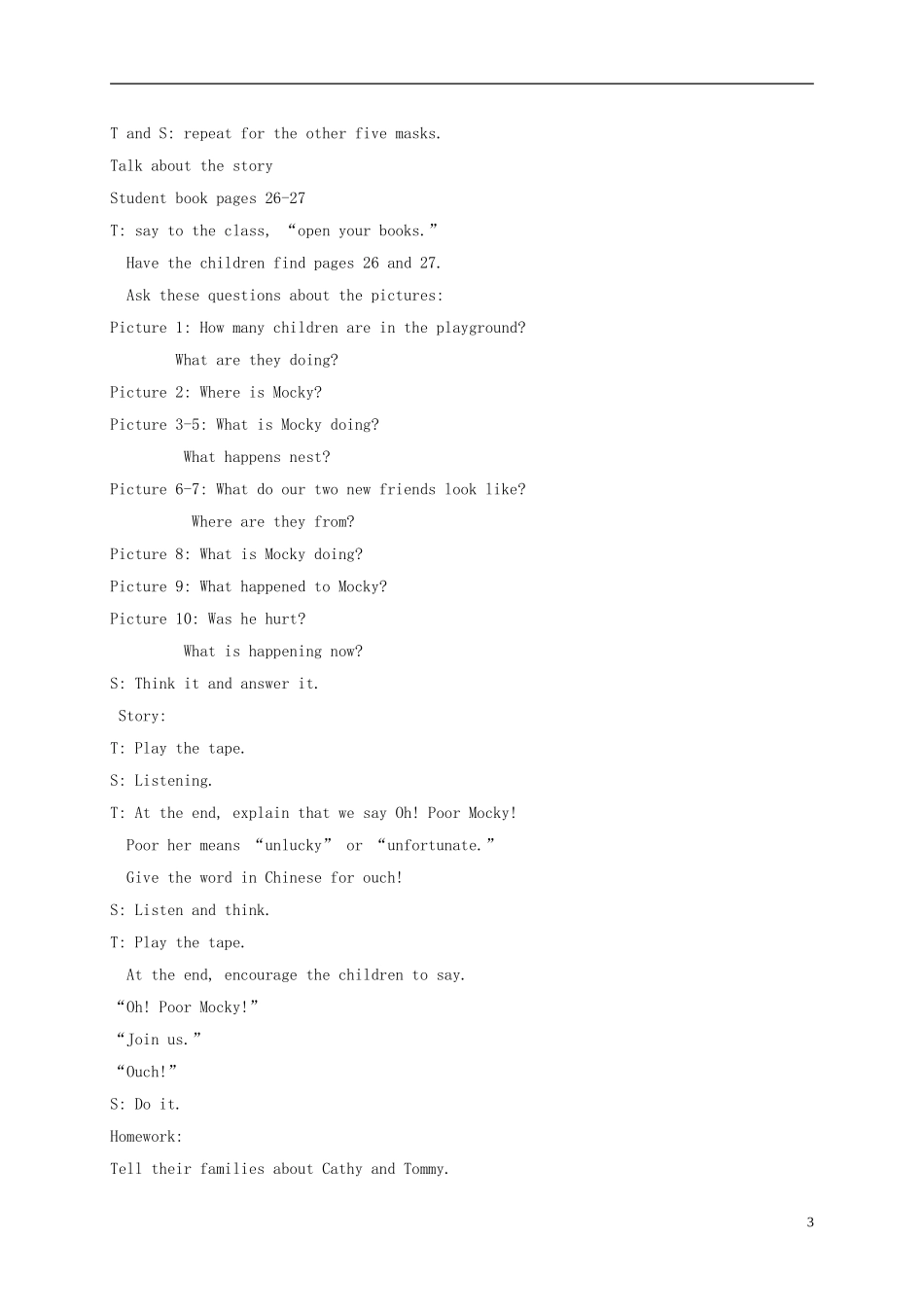二年级英语上册 Unit3 Lesson1-2教案 北师大版_第3页